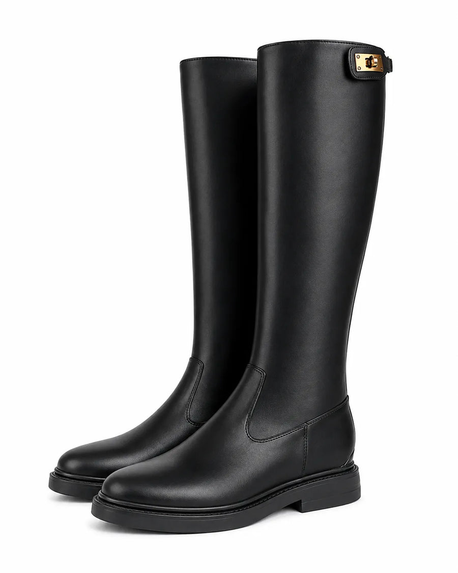 Bottes hautes femme talon chic automne hiver - vue portée