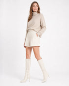 Bottes hautes talon 10 cm femme - Blanc cassé (10 cm )