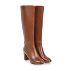 Bottes hautes à talons femme - cuir élégance intemporelle - brun foncé