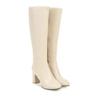 Bottes hautes à talons femme - cuir élégance intemporelle - blanc cassé