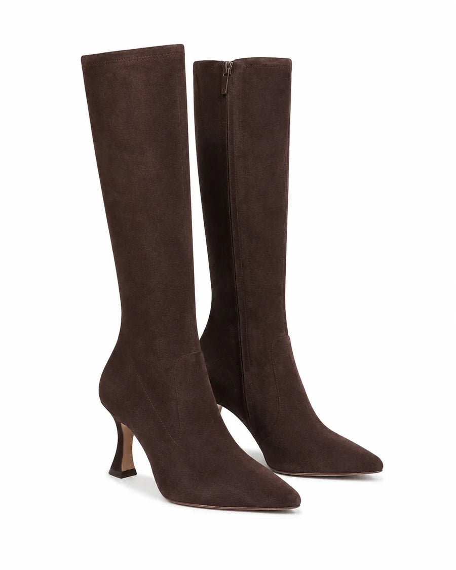 Bottes hautes à talons en daim femme - vue d'ensemble