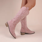 Bottes santiags hautes àtalons femme - style western tendance - Rose