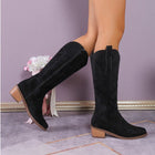 Bottes santiags hautes àtalons femme - style western tendance - Noir