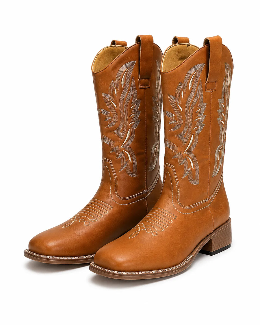 Bottes santiags western femme lacets - vue de côté