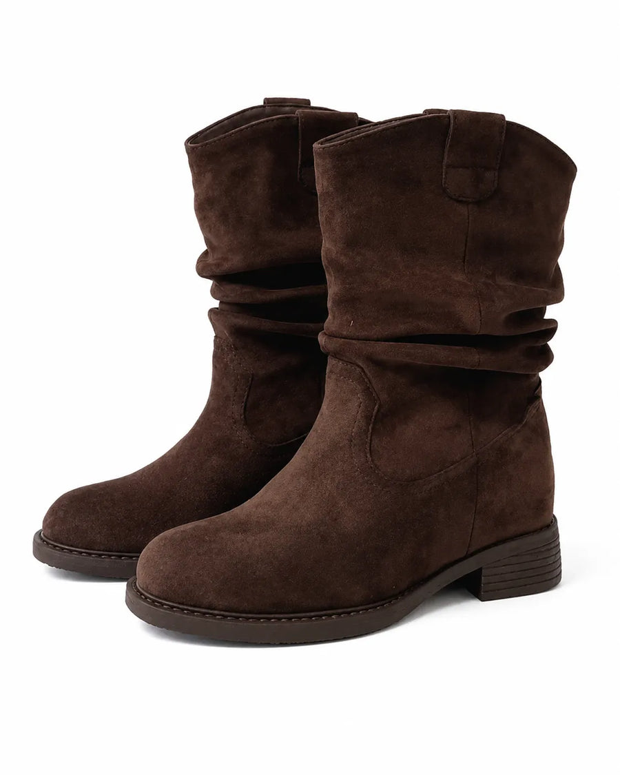 Bottes western en daim hauteur cheville - vue d'ensemble