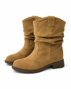 Bottes western en daim hauteur cheville - authentique confort - caramel