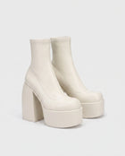 Bottines Chaussette Femme - Plateforme Massive Talon Bloc - Blanc