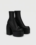 Bottines Chaussette Femme - Plateforme Massive Talon Bloc - Noir