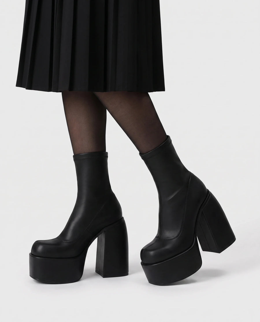 Bottines Chaussette Femme Noir - vue portée