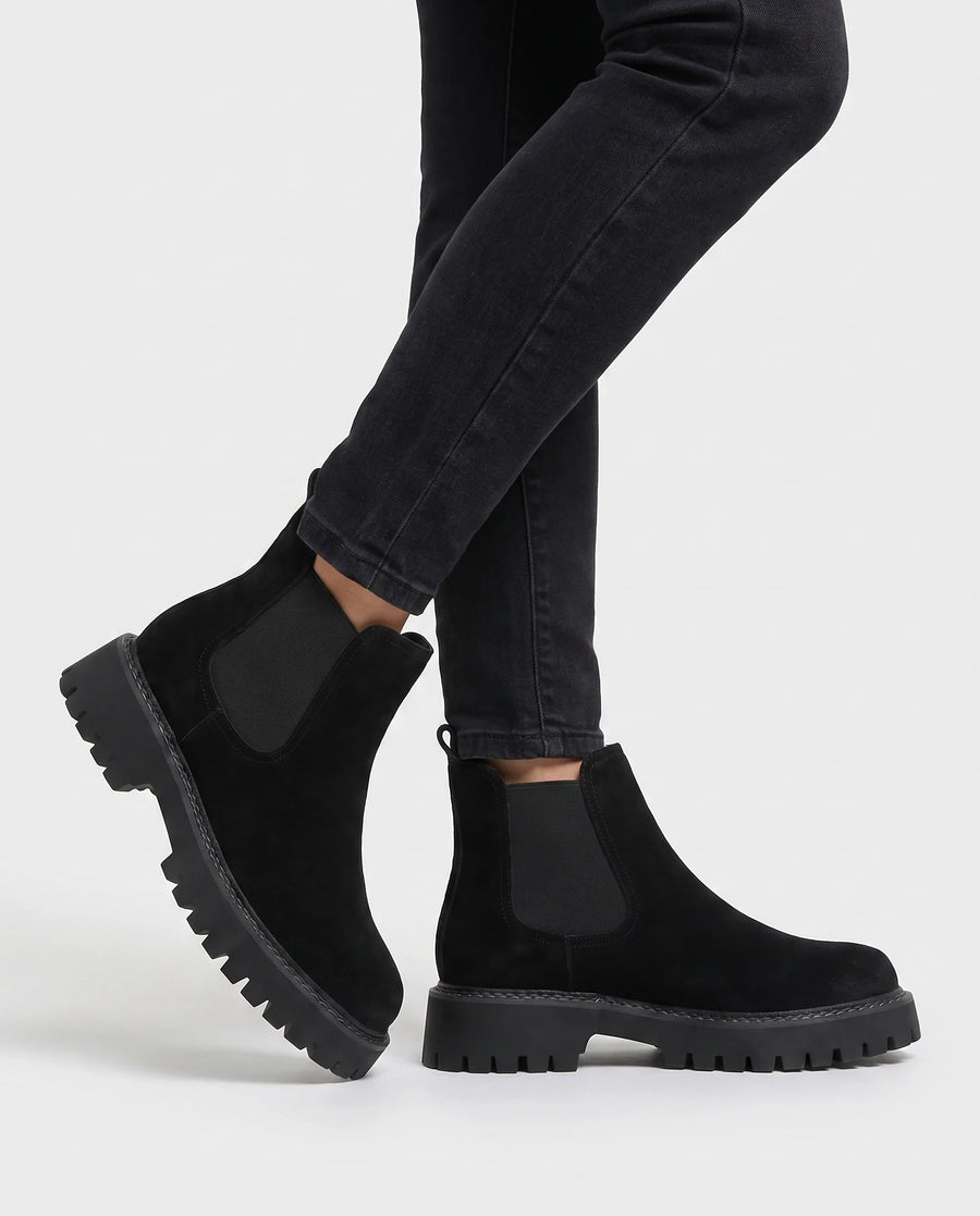 Bottines Chelsea Femme Noir - détail des panneaux élastiques