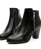Bottines en cuir à talons femme - zippées pratique quotidien - Noir