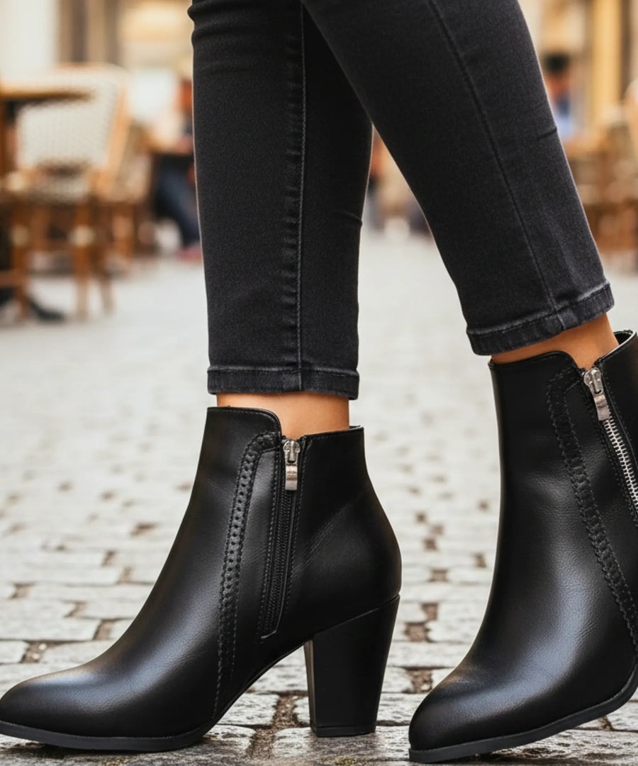 Bottines en cuir à talons femme