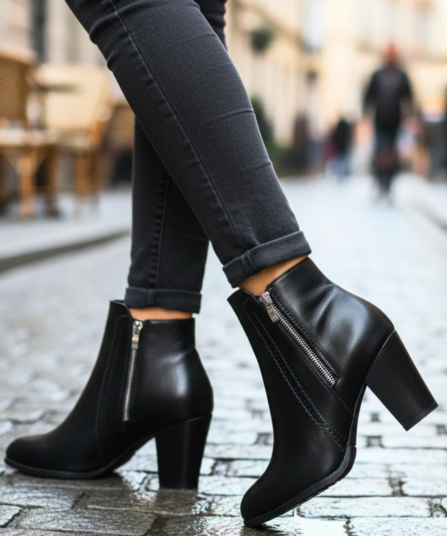 Bottines en cuir à talons femme