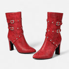 Bottines élégantes à talons femme - chic soirée élégance - Rouge