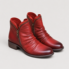 Bottines en similicuir femme confortables - confort quotidien tendance - Rouge