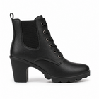 Bottines en similicuir à lacet - style casual chic - Noir