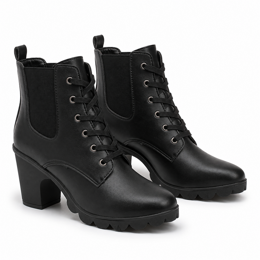Bottines en similicuir à lacet
