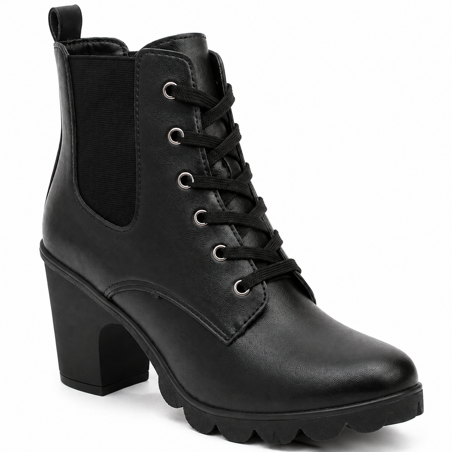 Bottines en similicuir à lacet