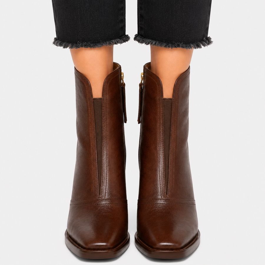 Bottines en similicuir à talons confortable