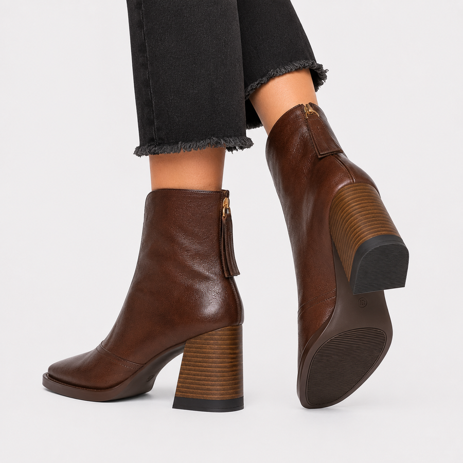 Bottines en similicuir à talons confortable