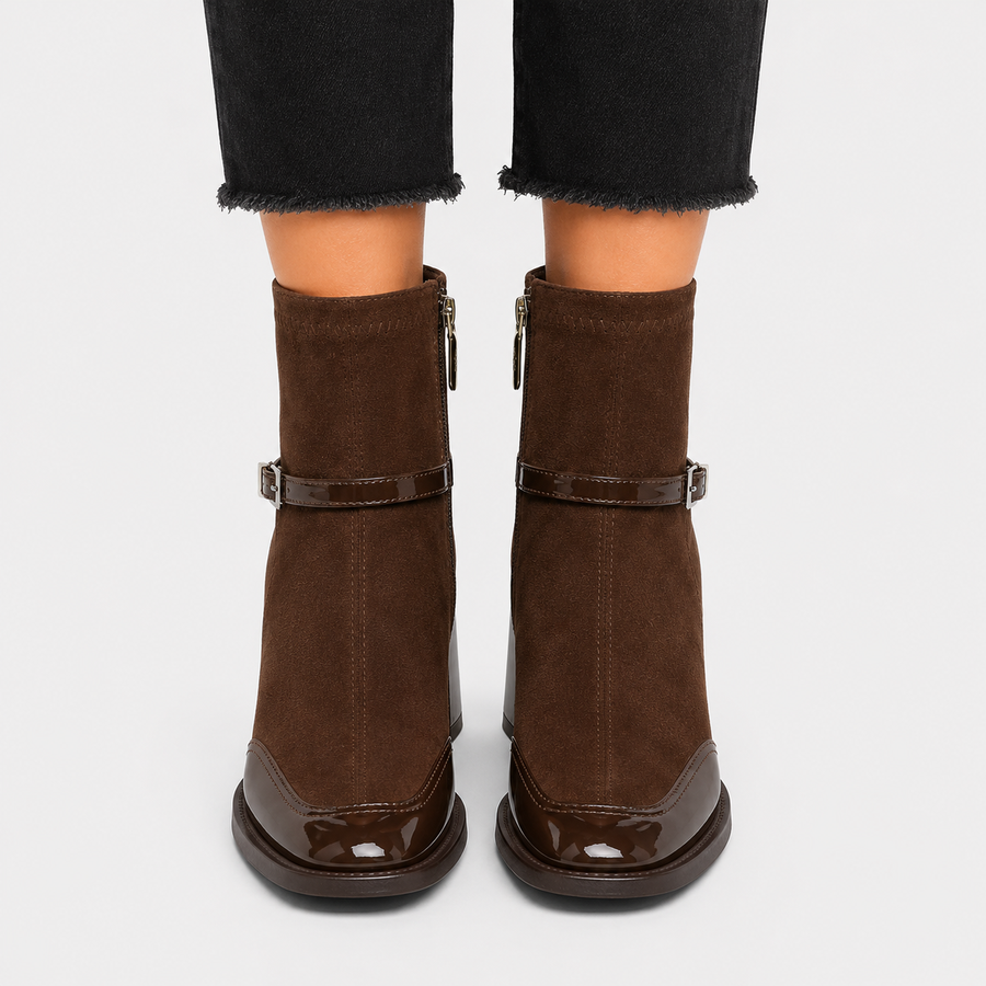 Bottines à talons en similicuir confortables