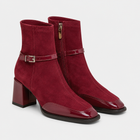 Bottines à talons en similicuir confortables - confort chic quotidien - Rouge