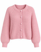 Cardigan Femme - Ample Col Rond - Rose