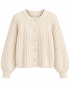 Cardigan Femme - Ample Col Rond - Blanc