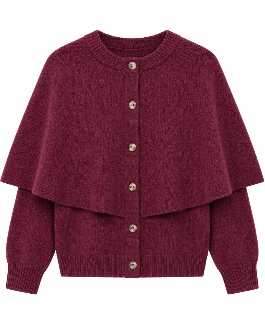 Cardigan cape femme manches courtes col carré