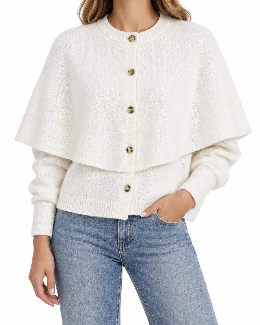 Cardigan cape femme manches courtes col carré