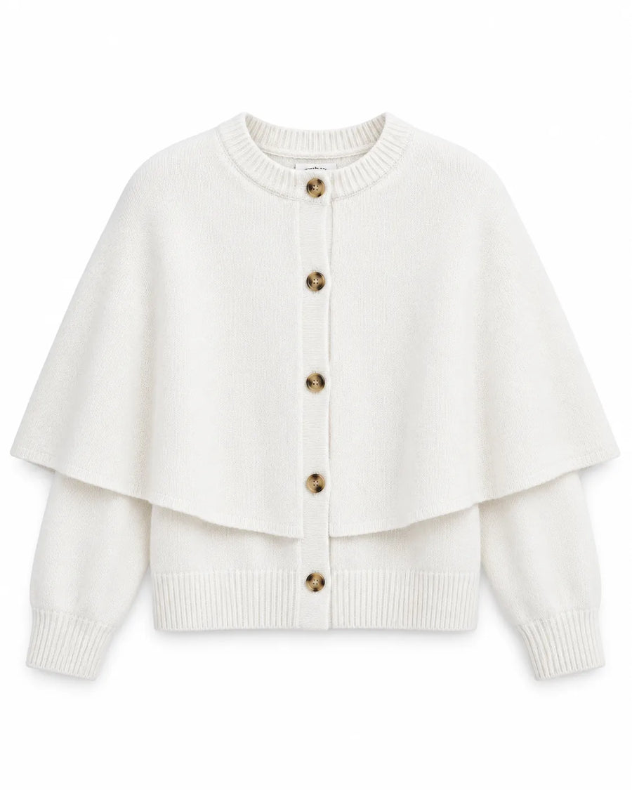 Cardigan cape femme manches courtes col carré
