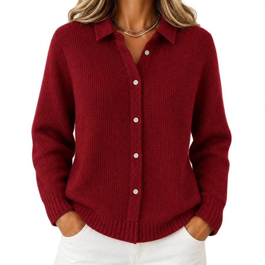 Cardigan en Maille Col Polo - Boutonné, Coupe Ample