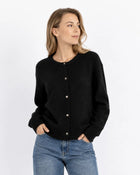 Cardigan tricot léger automne femme - Noir