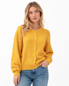 Cardigan tricot léger automne femme - Jaune