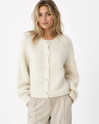 Cardigan tricot col rond femme - Blanc