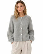 Cardigan tricot col rond femme - Gris