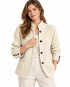 Cardigan Femme Boutonné Maille Cachemire Laine - Beige