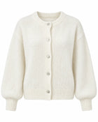 Cardigan Femme - Boutonné Col Rond - Blanc cassé