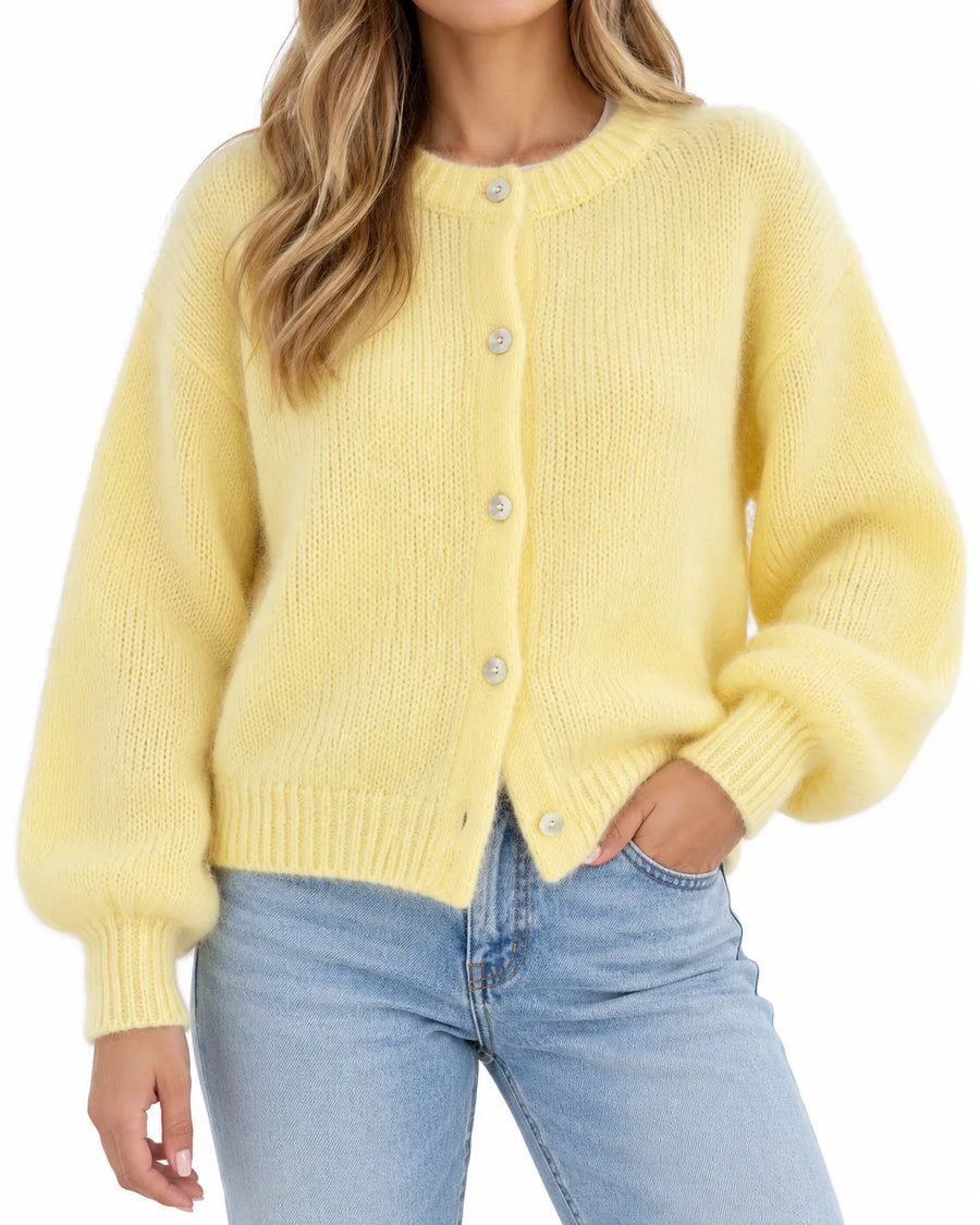 Cardigan femme coloris macaron col rond