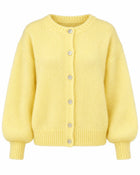Cardigan Femme - Boutonné Col Rond - Jaune