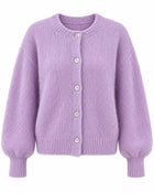 Cardigan Femme - Boutonné Col Rond - Violet