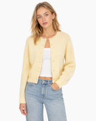 Cardigan boutonné en maille automne femme - Jaune (en stock)