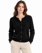Cardigan Femme Oversize Laine Mérinos Boutonné - Noir