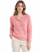 Cardigan Femme Oversize Laine Mérinos Boutonné - Rose clair