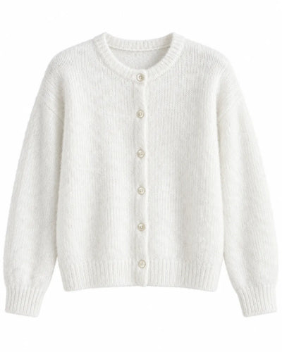 Cardigan Laine Femme Boutons Nacre Col Rond