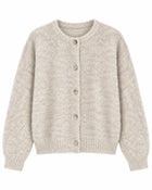 Cardigan Femme - Laine Col Rond Boutons Nacre Vintage - Beige