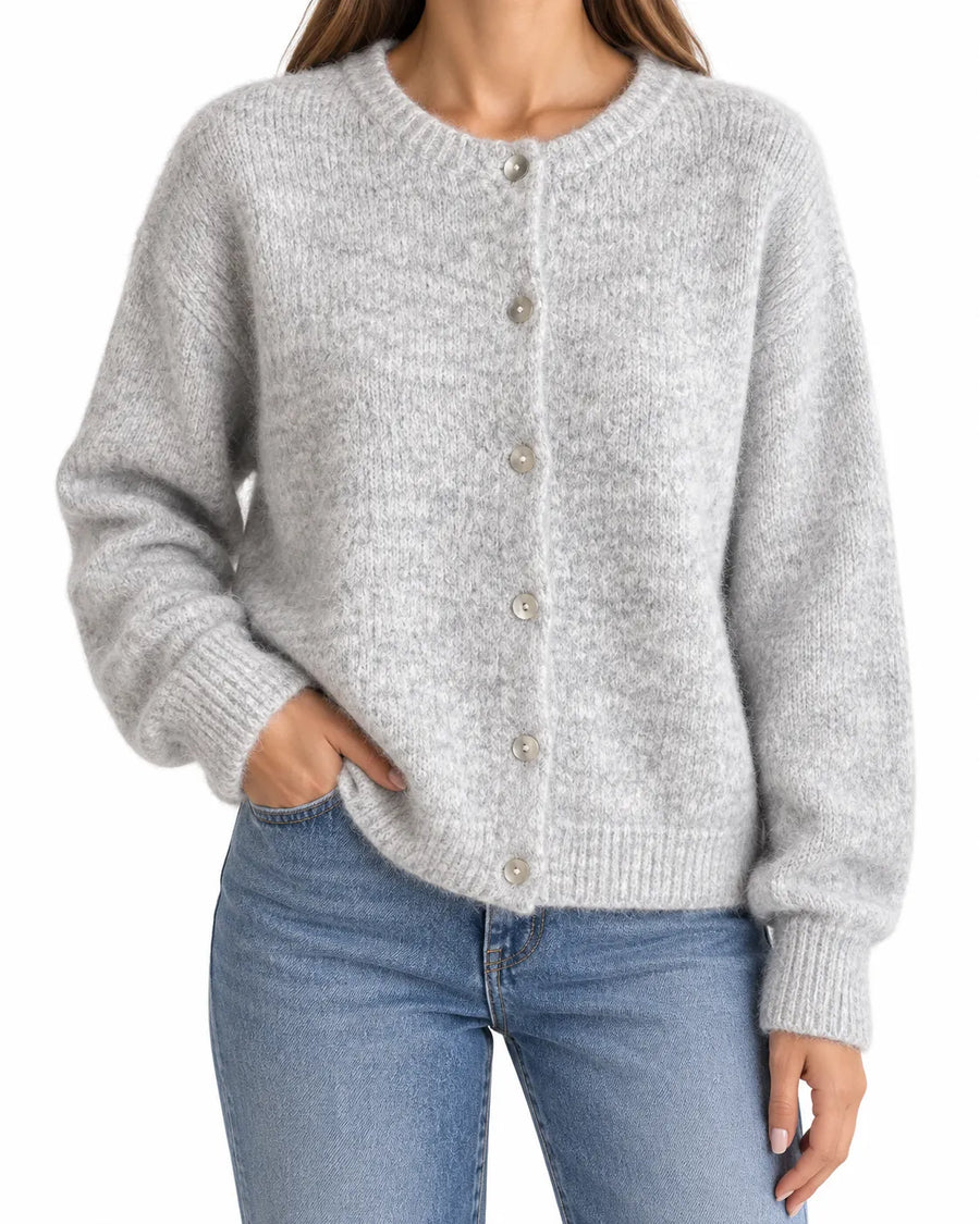 Cardigan Laine Femme Boutons Nacre Col Rond