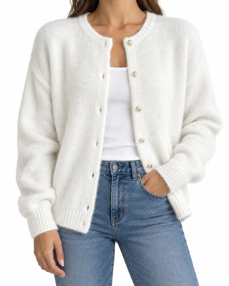 Cardigan Laine Femme Boutons Nacre Col Rond