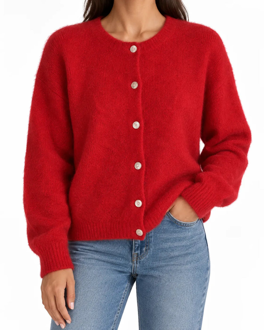 Cardigan Laine Femme Boutons Nacre Col Rond
