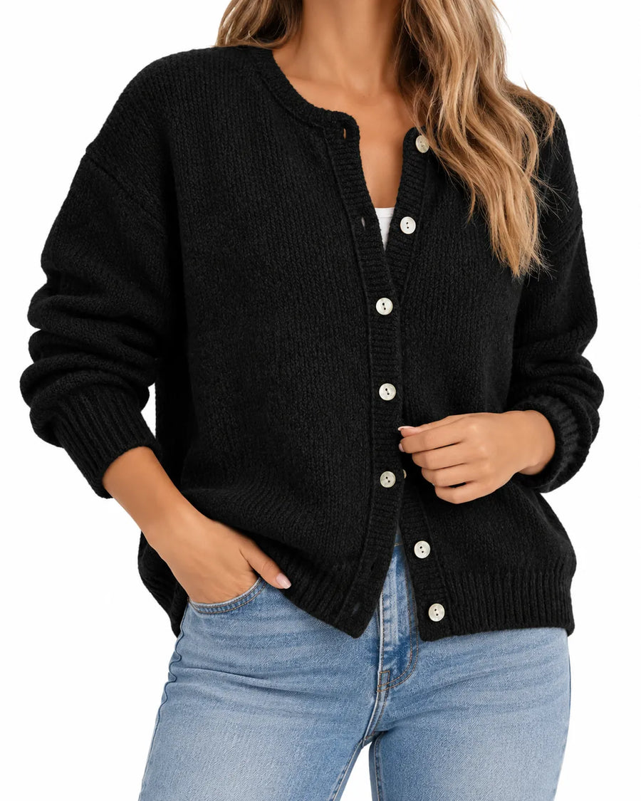 Cardigan Long Femme Col V Boutonné